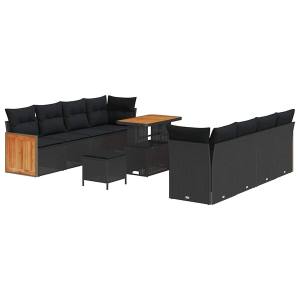 vidaXL Ensemble de canapé de jardin 11 Pièces Noir 90 x 55 x 71 cm