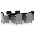 vidaXL Ensemble à manger d'extérieur et coussins 7 Pièces résine tressée