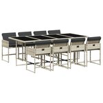 vidaXL Ensemble à manger de jardin et coussins 9 Pièces gris clair rotin