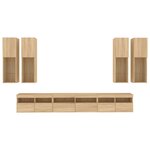 vidaXL Ensemble de meubles TV muraux 7Pièces et lumières LED chêne sonoma