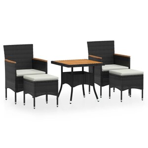 vidaXL Ensemble à manger de jardin 5 Pièces Résine tressée et acacia Noir