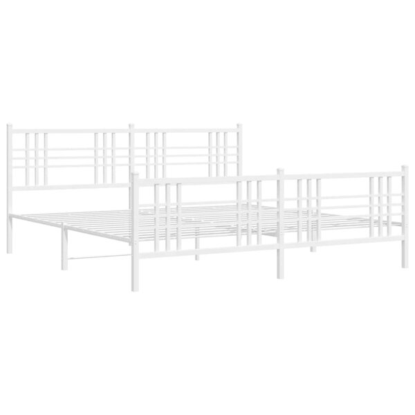vidaXL Cadre de lit métal avec tête de lit/pied de lit blanc 200x200cm