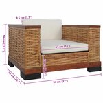 vidaXL Fauteuil avec coussins Marron Rotin naturel