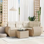 vidaXL Salon de jardin avec coussins 5 Pièces beige résine tressée