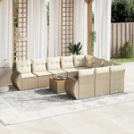 vidaXL Salon de jardin 11 Pièces avec coussins beige résine tressée