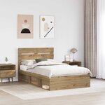 vidaXL Cadre de lit Chêne artisan 120 x 190 cm Bois de pin massif