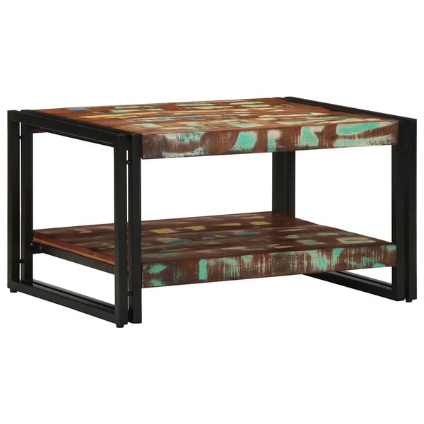 vidaXL Table basse multicolore 70x50x38 cm bois de récupération massif
