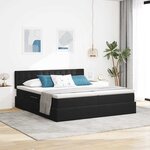vidaXL Lit de Rangement avec matelas avec tête de lit Noir 90 x 200 cm
