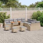 vidaXL Ensemble de canapé de jardin 14 Pièces Beige et Gris clair