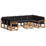 vidaXL Ensemble de canapés d'extérieur 10 pc Naturel et Noir