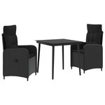 vidaXL Ensemble de Tables Basses avec coussin avec oreiller 3 Pièces Noir
