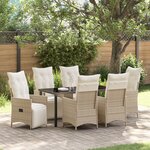 vidaXL Ensemble de salle à manger de jardin de 7 pièces avec coussins beige polyrotin