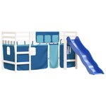vidaXL Lit mezzanine enfants avec rideaux sans matelas bleu 90x190 cm