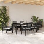 vidaXL Ensemble de salle à manger de jardin 7 pièces avec coussins Noir Poly Rotin