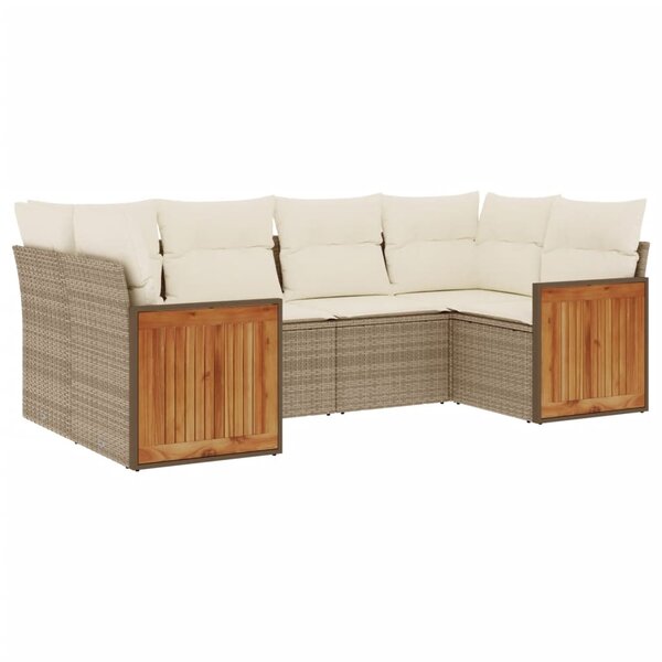 vidaXL Salon de jardin avec coussins 6 Pièces beige résine tressée