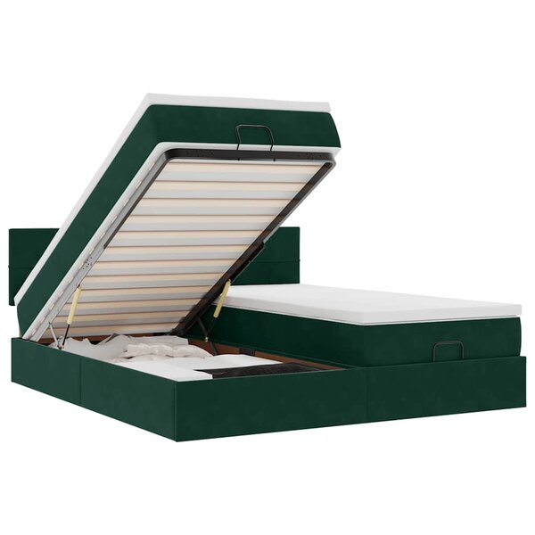 VidaXL Cadre de lit ottoman avec matelas vert foncé 180x200cm velours