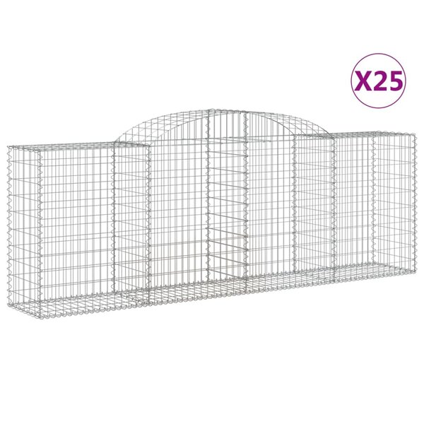 vidaXL Paniers à gabions arqués 25 Pièces 300x50x100/120 cm fer galvanisé
