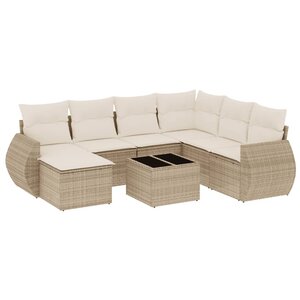 vidaXL Salon de jardin avec coussins 8 Pièces beige résine tressée