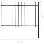vidaXL Clôture de jardin avec dessus en lance Acier 1 7 x 1 5 m Noir