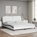 vidaXL Cadre de lit avec LED sans matelas blanc et noir 180x200 cm