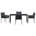 vidaXL Ensemble de 5 pièces de salle à manger de jardin avec coussins noir en rotin poly