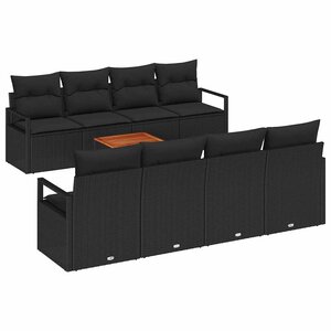 vidaXL Ensemble de canapé de jardin 9 Pièces Noir