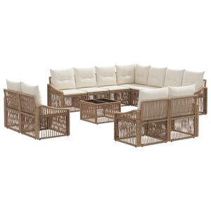 vidaXL Ensemble de canapé de jardin 12 Pièces Beige polyrotin