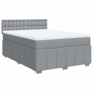 vidaXL Sommier à lattes de lit avec matelas Gris clair 140x200cm Tissu