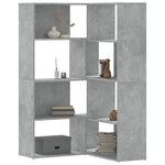 vidaXL Bibliothèque d'angle à 4 niveaux gris béton bois d'ingénierie