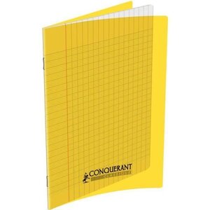 Cahier Classique 17 x 22 cm Grands Carreaux Seyès 140 Pages Polypro Jaune CONQUÉRANT