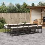 vidaXL Ensemble à manger de jardin avec coussins 13 Pièces marron rotin