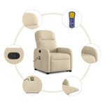 vidaXL Fauteuil inclinable de massage Crème Tissu