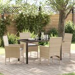 vidaXL Ensemble de salle à manger pour jardin 5 Pièces Beige Poly rotin
