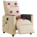 vidaXL Fauteuil inclinable de massage électrique crème tissu