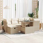 vidaXL Salon de jardin avec coussins 7 Pièces beige résine tressée