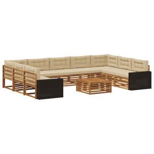 vidaXL Ensemble de canapés d'extérieur 10 pc Naturel et Beige