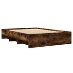 vidaXL Cadre de lit chêne fumé 135x190 cm bois d'ingénierie