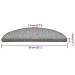 vidaXL Tapis d'escalier 30 pièces 56 x 17 x 3 cm Gris clair Demi-rond