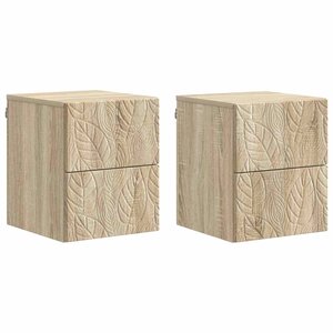 vidaXL Cabinet de chevet mural 2 pièces Chêne Sonoma 34 5 x 33 x 40 cm