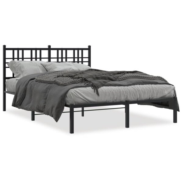 vidaXL Cadre de lit métal sans matelas avec tête de lit noir 120x190cm