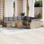 vidaXL Salon de jardin avec coussins 12 Pièces beige résine tressée