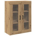 vidaXL Meuble mural avec portes en verre  Chêne fait main 69.5x34x90 cm