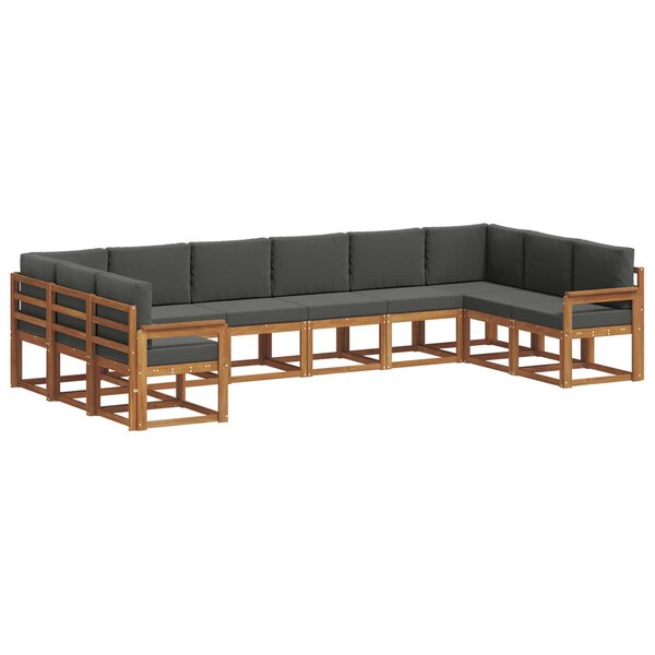 vidaXL Ensemble de canapés d'extérieur 10 Pièces Naturel et Anthracite