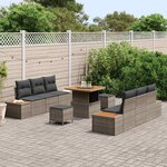 vidaXL Ensemble de canapé de jardin avec coussin 9 Pièces Gris