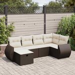 vidaXL Salon de jardin avec coussins 6 Pièces marron résine tressée