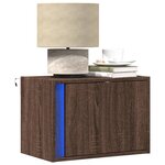vidaXL Tables de chevet murales avec lumières LED 2 Pièces chêne marron