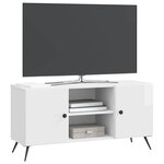 vidaXL Meuble TV Blanc brillant 102 x 34 5 x 50 cm Bois d'ingénierie