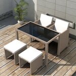 vidaXL Salon de jardin encastrable avec coussins 5 Pièces Rotin Beige