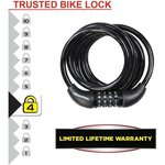 Antivol Vélo 8221EURDPRO - Câble torsadé 1 8 m - Combinaison programmable