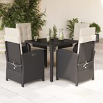 vidaXL Ensemble à manger de jardin coussins 5Pièces Noir Résine tressée